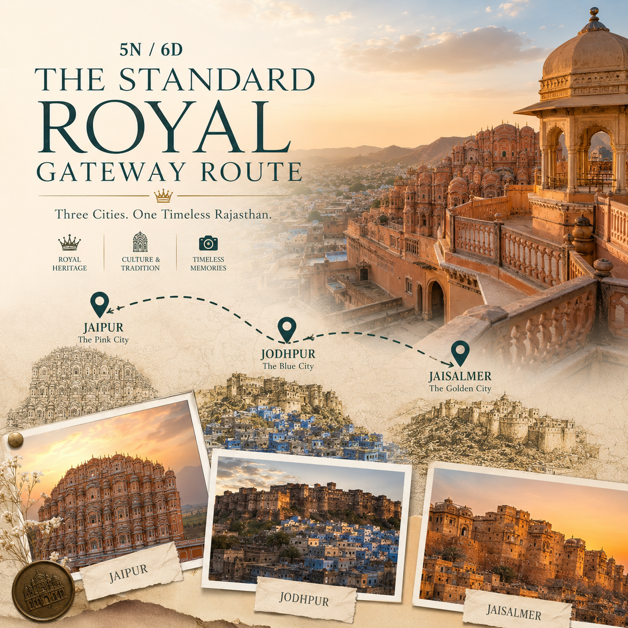 5N/6D Jaipur + Jodhpur + Jaisalmer: The Standard Royal Gateway Route preview