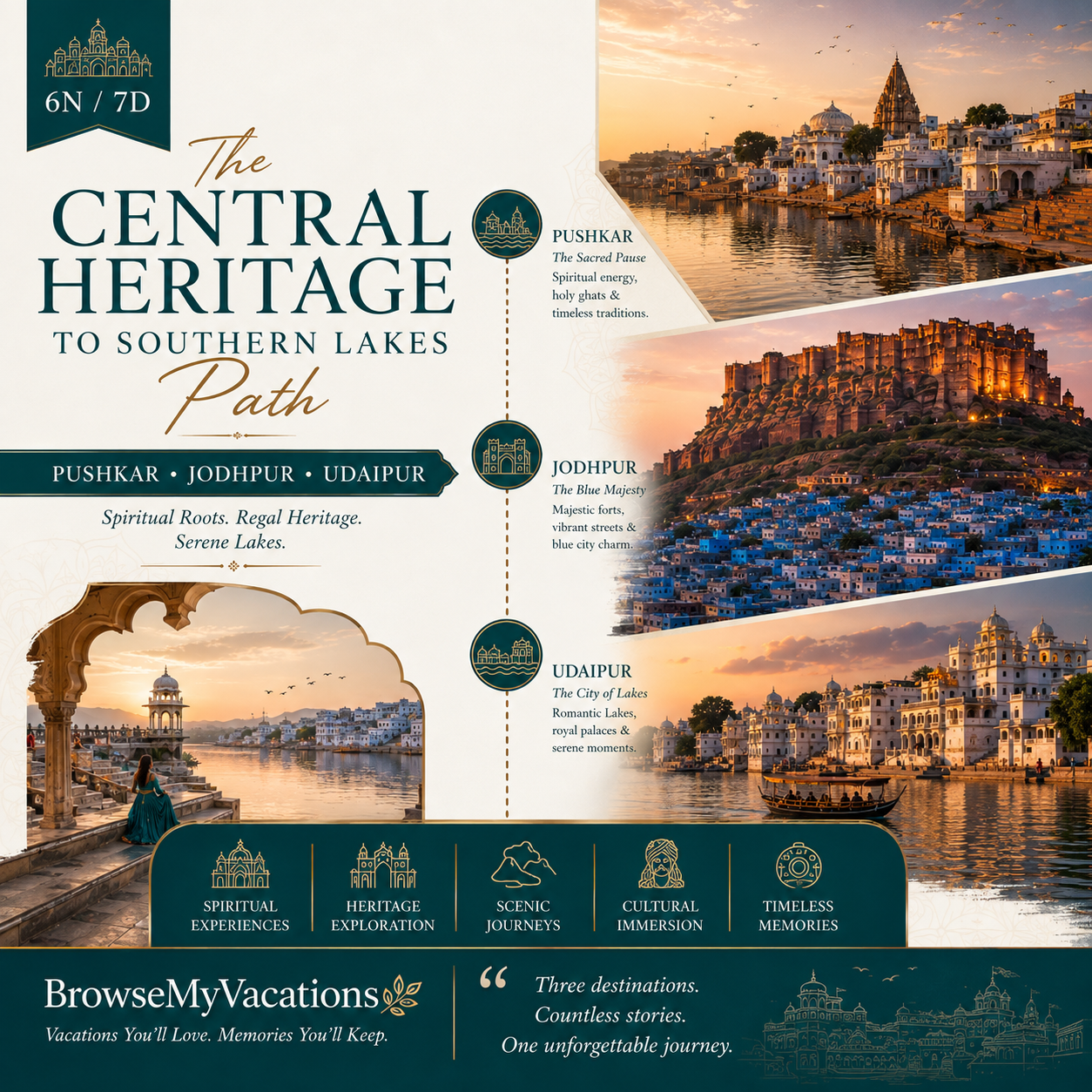 6N/7D Pushkar + Jodhpur + Udaipur: The Central Heritage to Southern Lakes Path preview