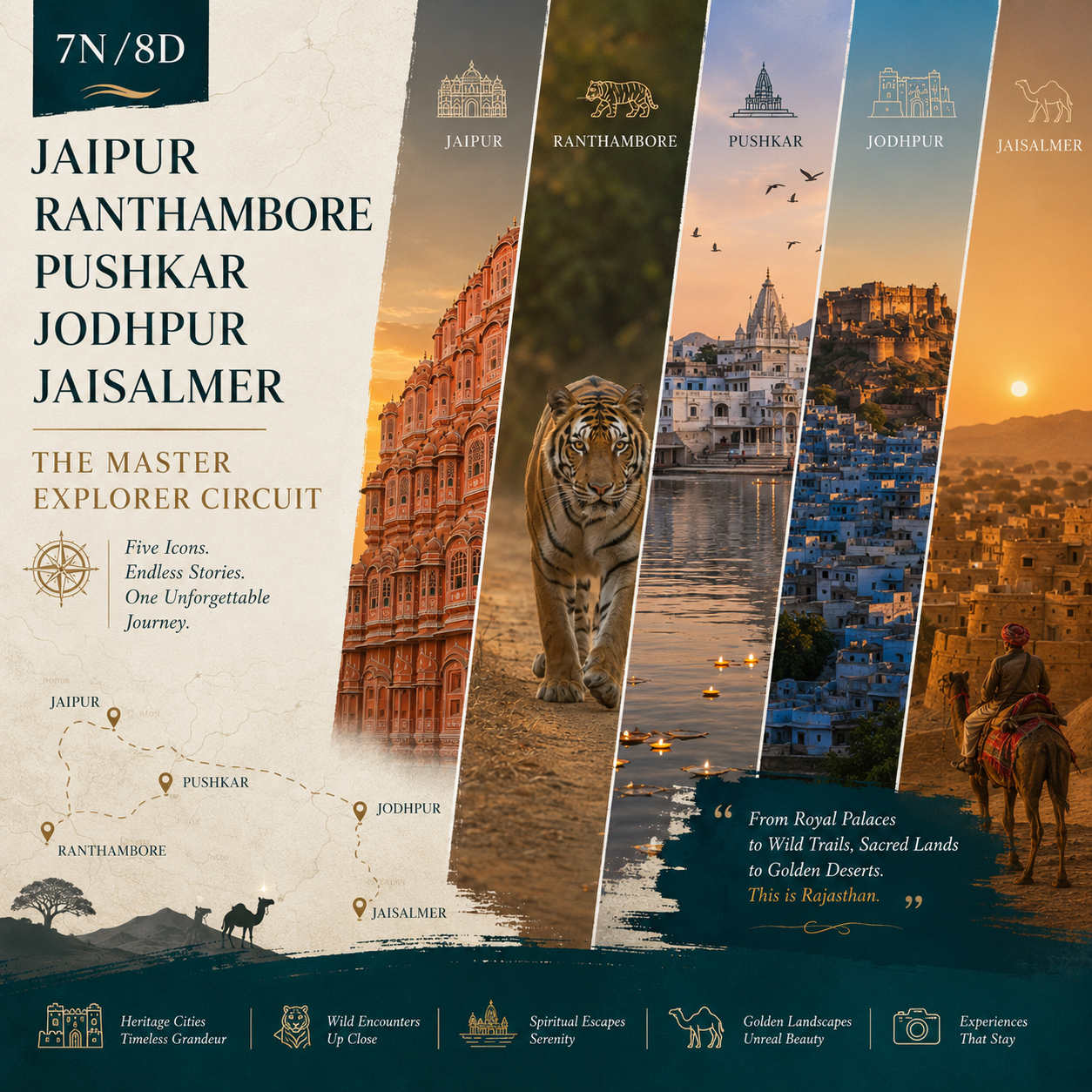 7N/8D Jaipur + Ranthambore + Pushkar + Jodhpur + Jaisalmer: The Master Explorer preview