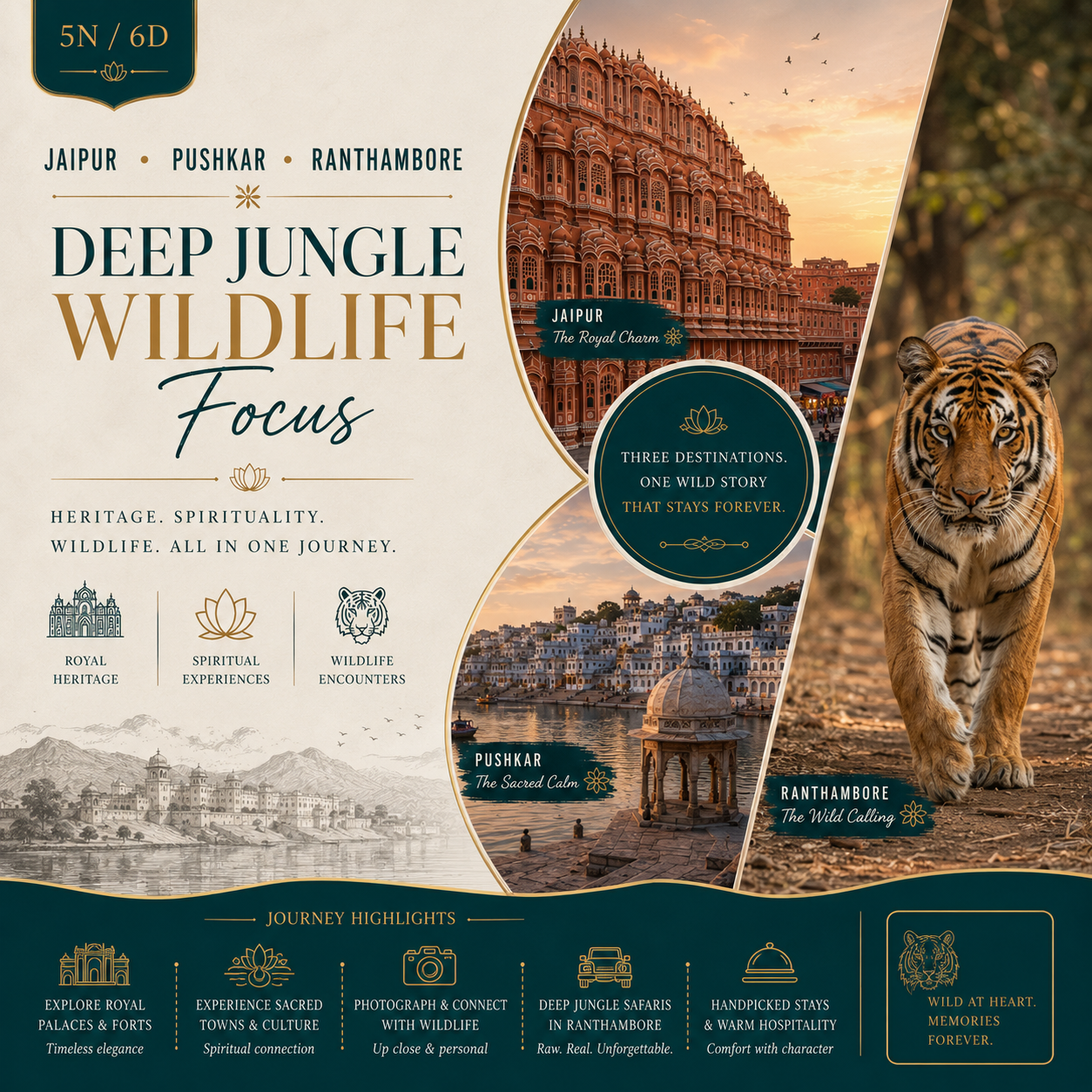 5N/6D Jaipur + Pushkar + Ranthambore: Deep Jungle Wildlife Focus preview