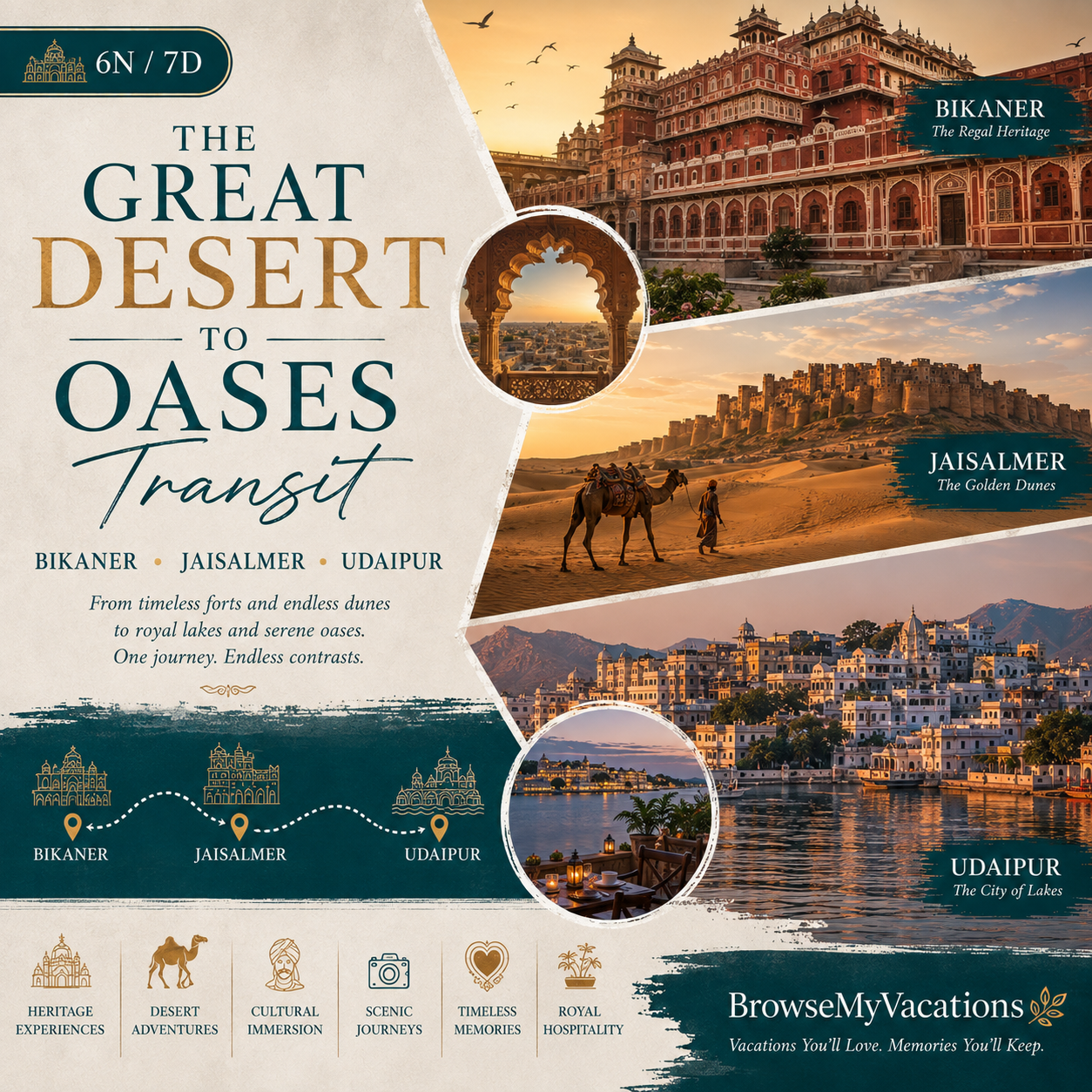 6N/7D Bikaner + Jaisalmer + Udaipur: The Great Desert to Oases Transit preview