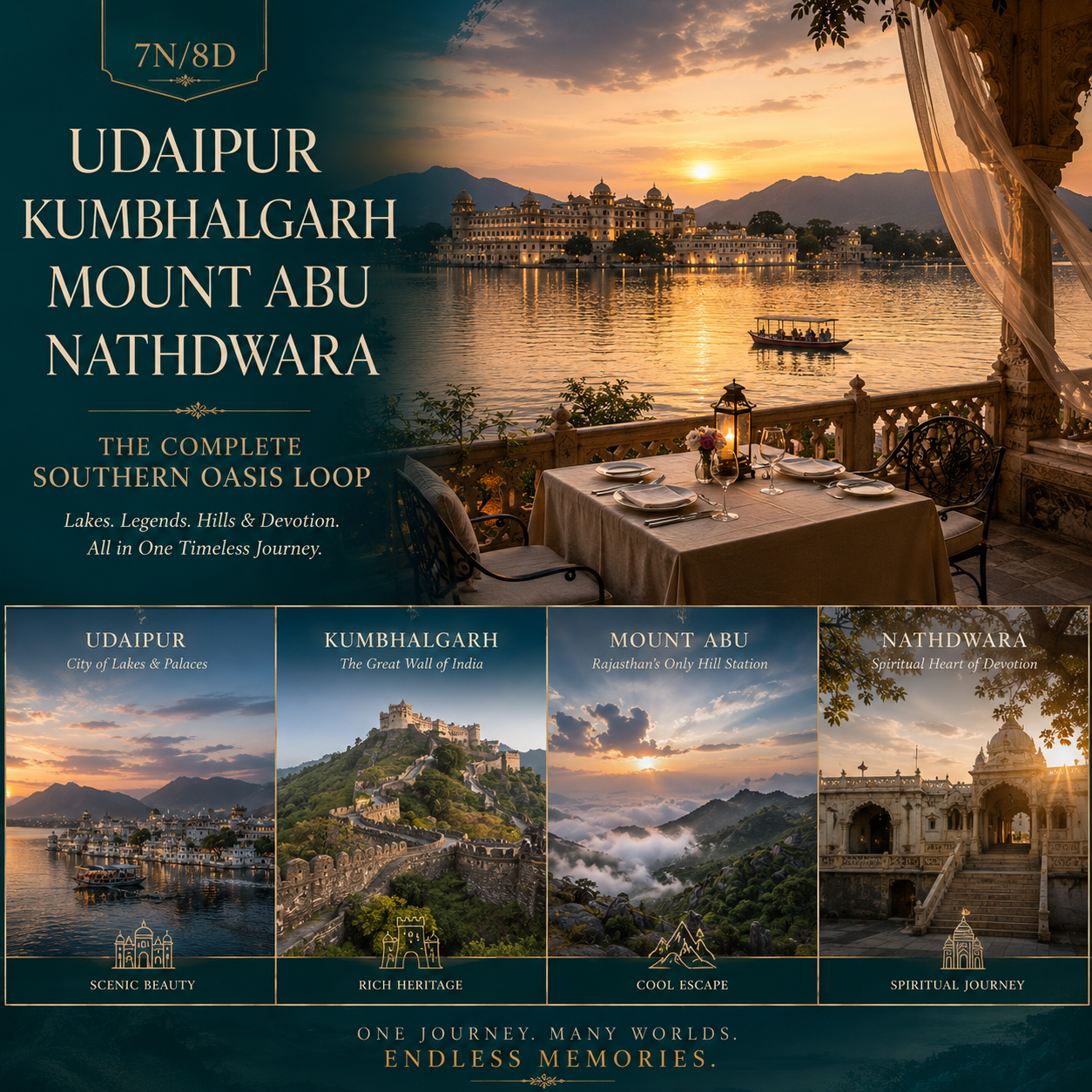 7N/8D Udaipur + Kumbhalgarh + Mount Abu + Nathdwara: The Complete Southern preview