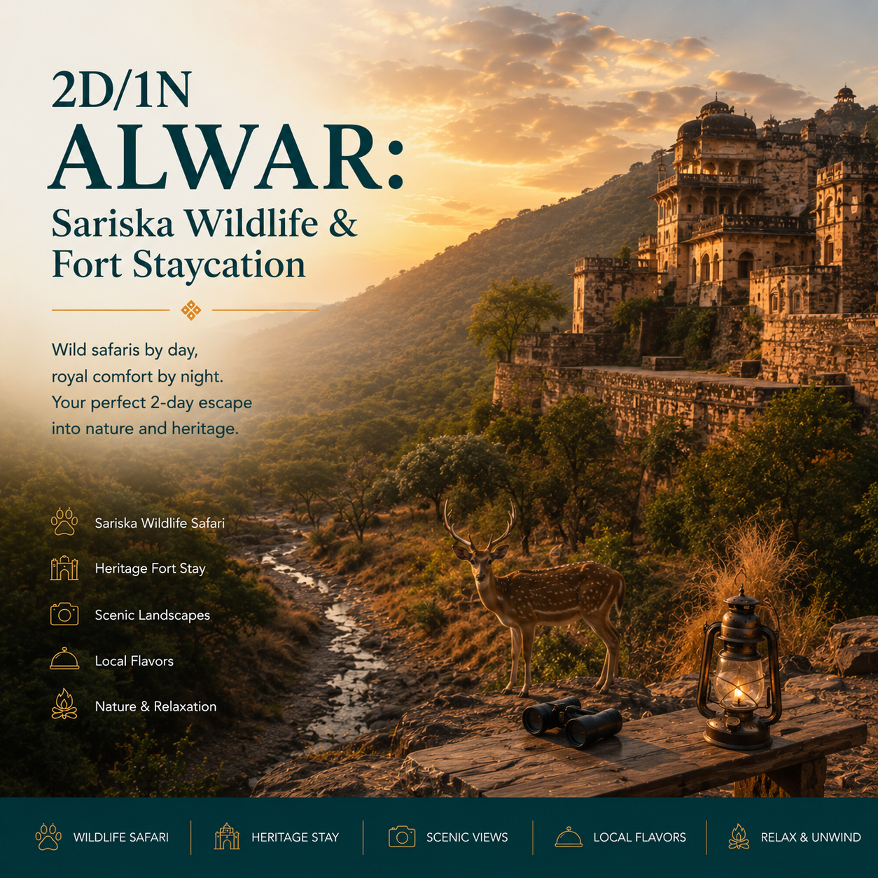 2D/1N Alwar: Sariska Wildlife & Fort Staycation preview