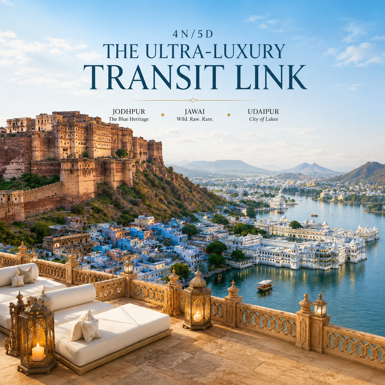 4N/5D Jodhpur + Jawai + Udaipur: The Ultra-Luxury Transit Link preview