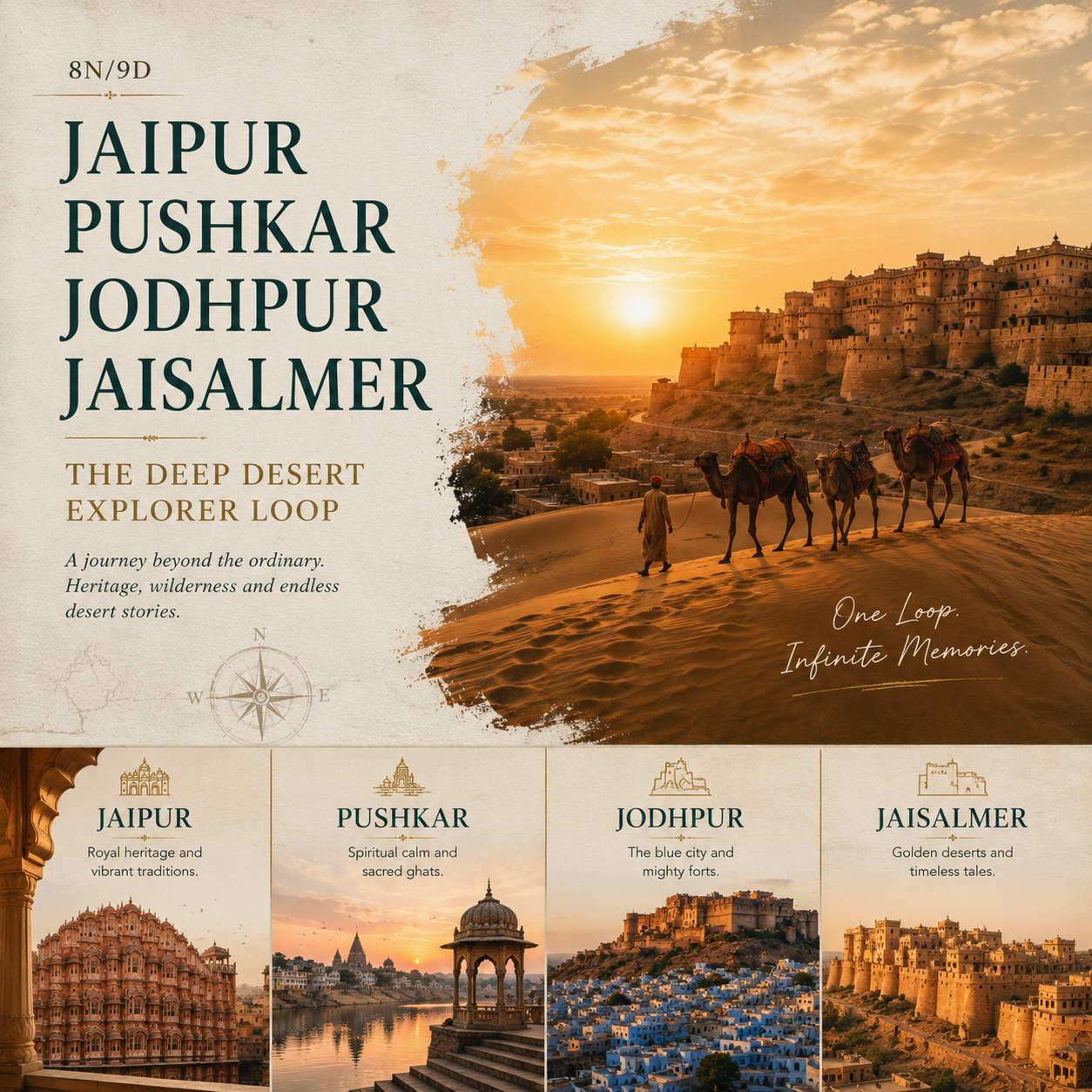 8N/9D Jaipur + Pushkar + Jodhpur + Jaisalmer: The Deep Desert Explorer Loop preview