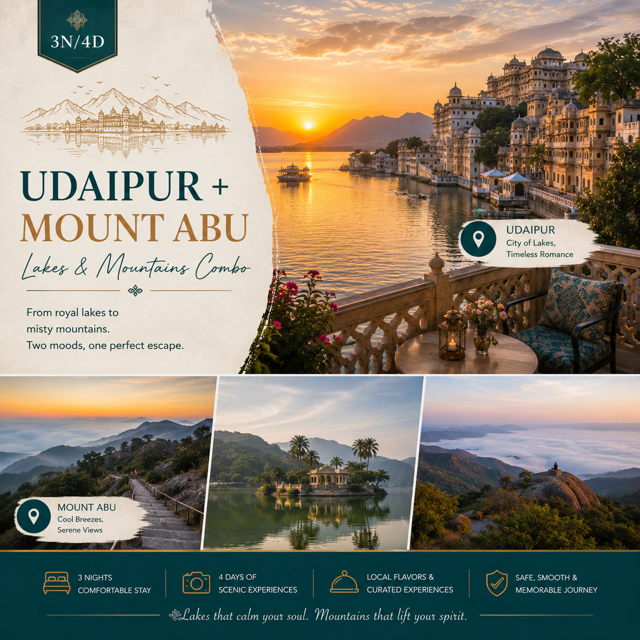 3N/4D Udaipur + Mount Abu: Lakes & Mountains Combo preview