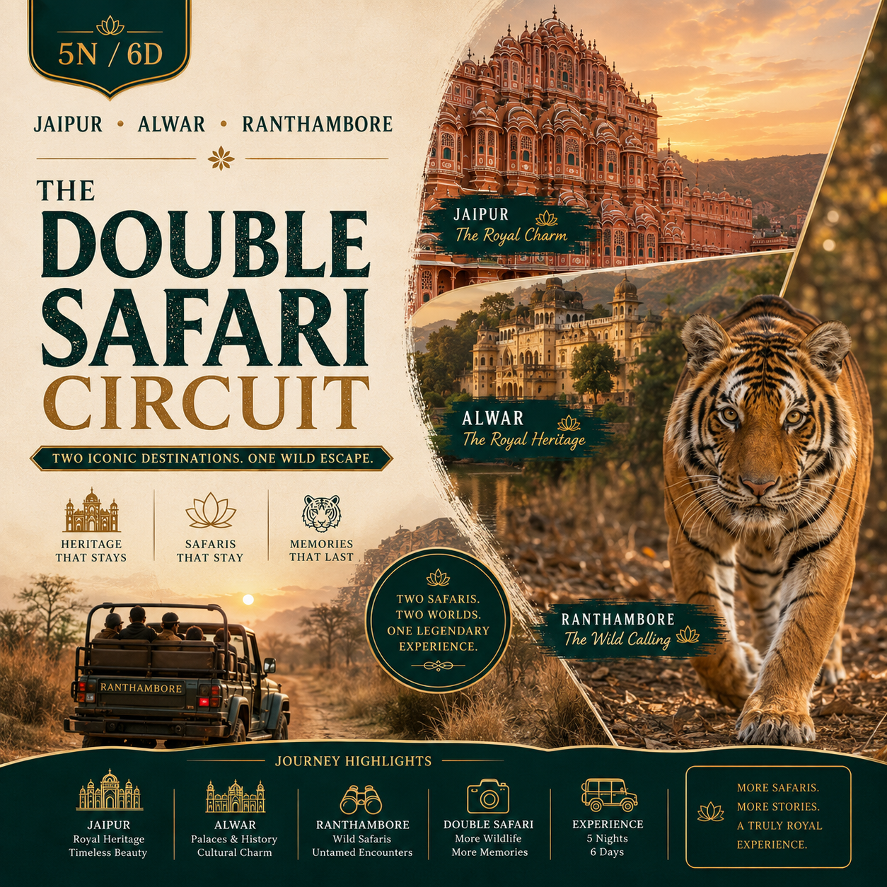 5N/6D Jaipur + Alwar + Ranthambore: The Double Safari Circuit preview
