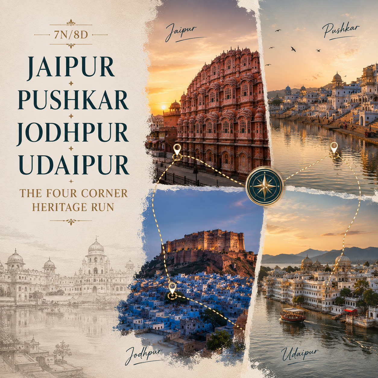 7N/8D Jaipur + Pushkar + Jodhpur + Udaipur: The Four Corner Heritage Run preview