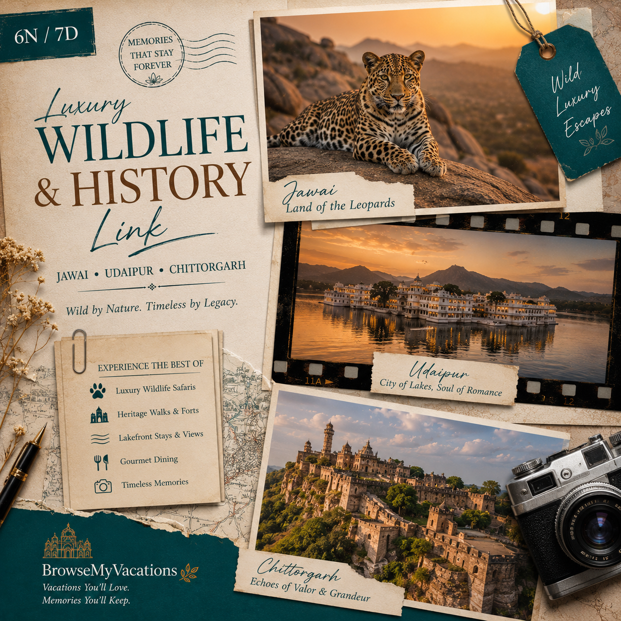 6N/7D Jawai + Udaipur + Chittorgarh: Luxury Wildlife & History Link preview